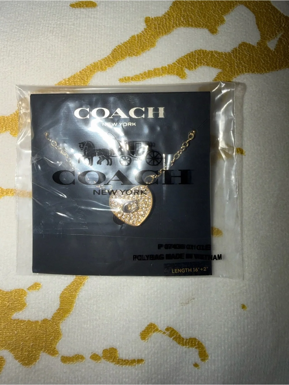 Coach Pavé Crystal Heart Necklace